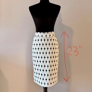 Renee C. Black and White Geometric Crochet Pencil Skirt
